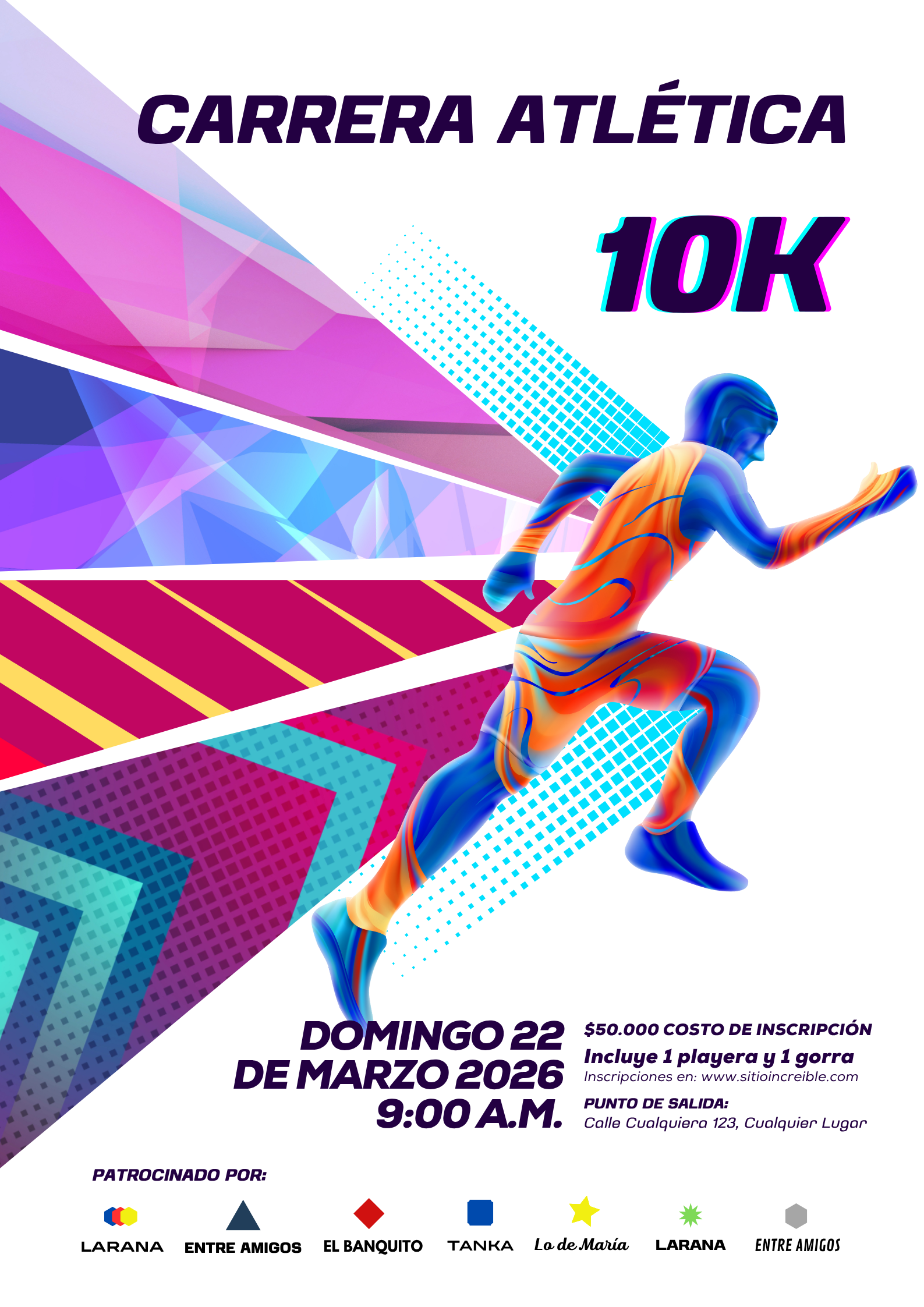 Poster Evento Club Deportivo Ilustrativo Azul y Rosado 2